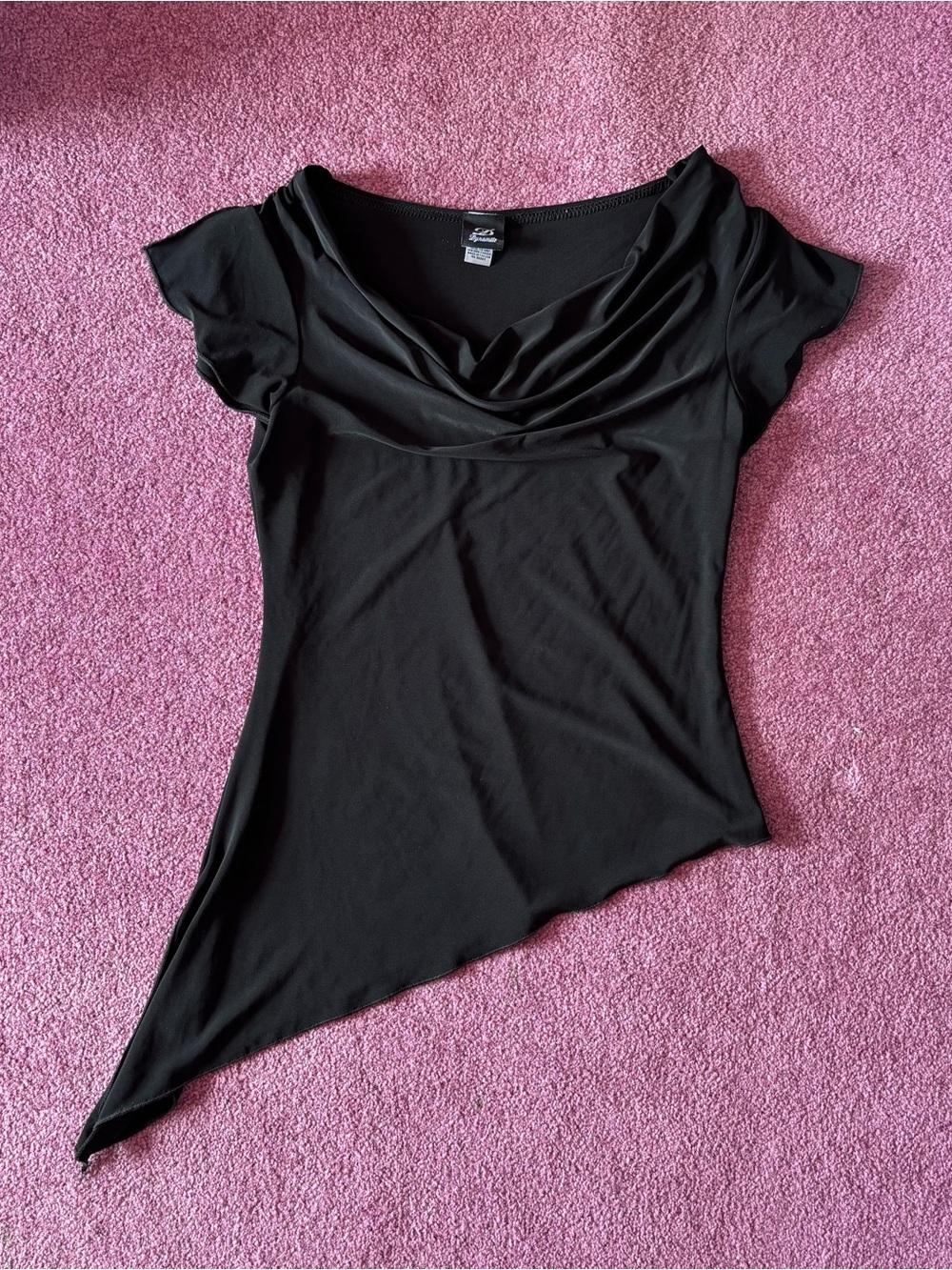Dynamite Black Asymmetrical Cowl Neck Top